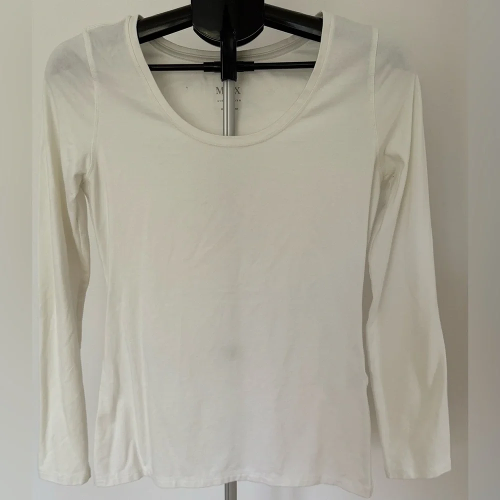 Mix by 41 Hawthorn White Long Sleeve Scoop Neck Tee | Size M - Picture 1 of 3